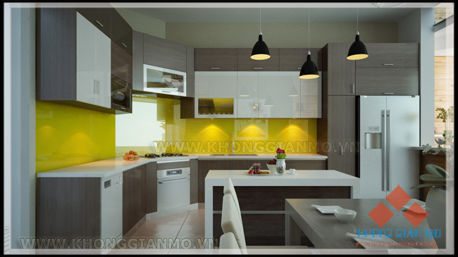 Thiết kế nội thất biệt thự Phối cảnh 3D Phòng bếp Biệt thự Anh Đức - TP Tuyên Quang